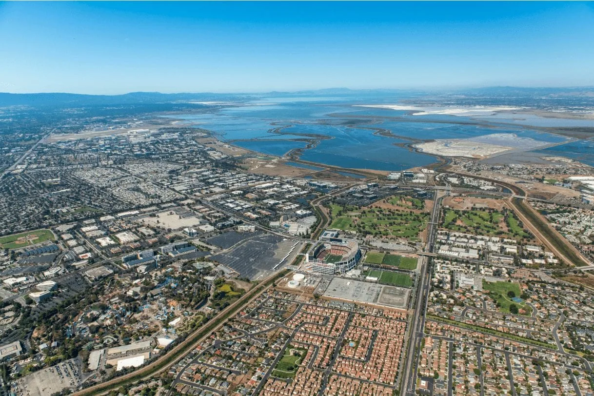 Aerial view of the South Bay shoreline